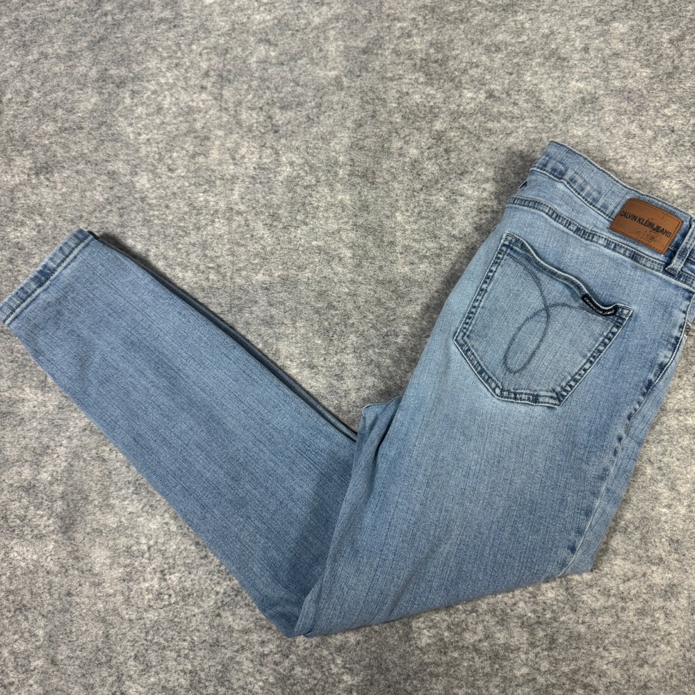 Calvin Klein Jeans Womens 14 High Rise Skinny Light Wash Blue Stretch Denim